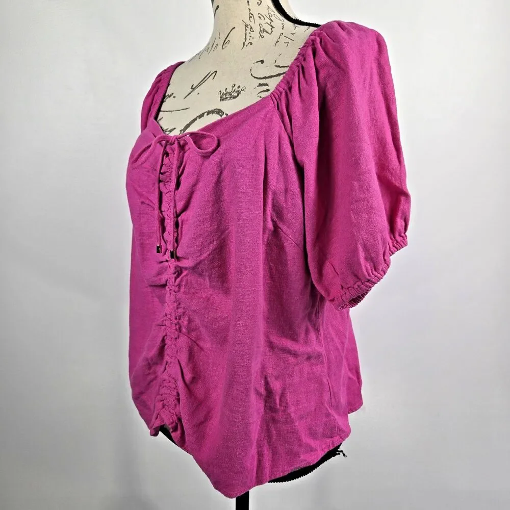 Michael Kors Women's Size‎ XL Pink Drawstring Front Blouse NWT